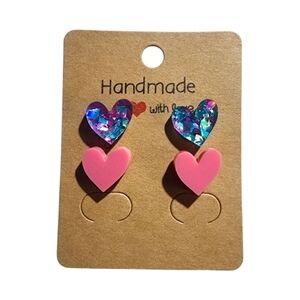 Iridescent Love Loop Acrylic Stud Earrings 2 Pairs
